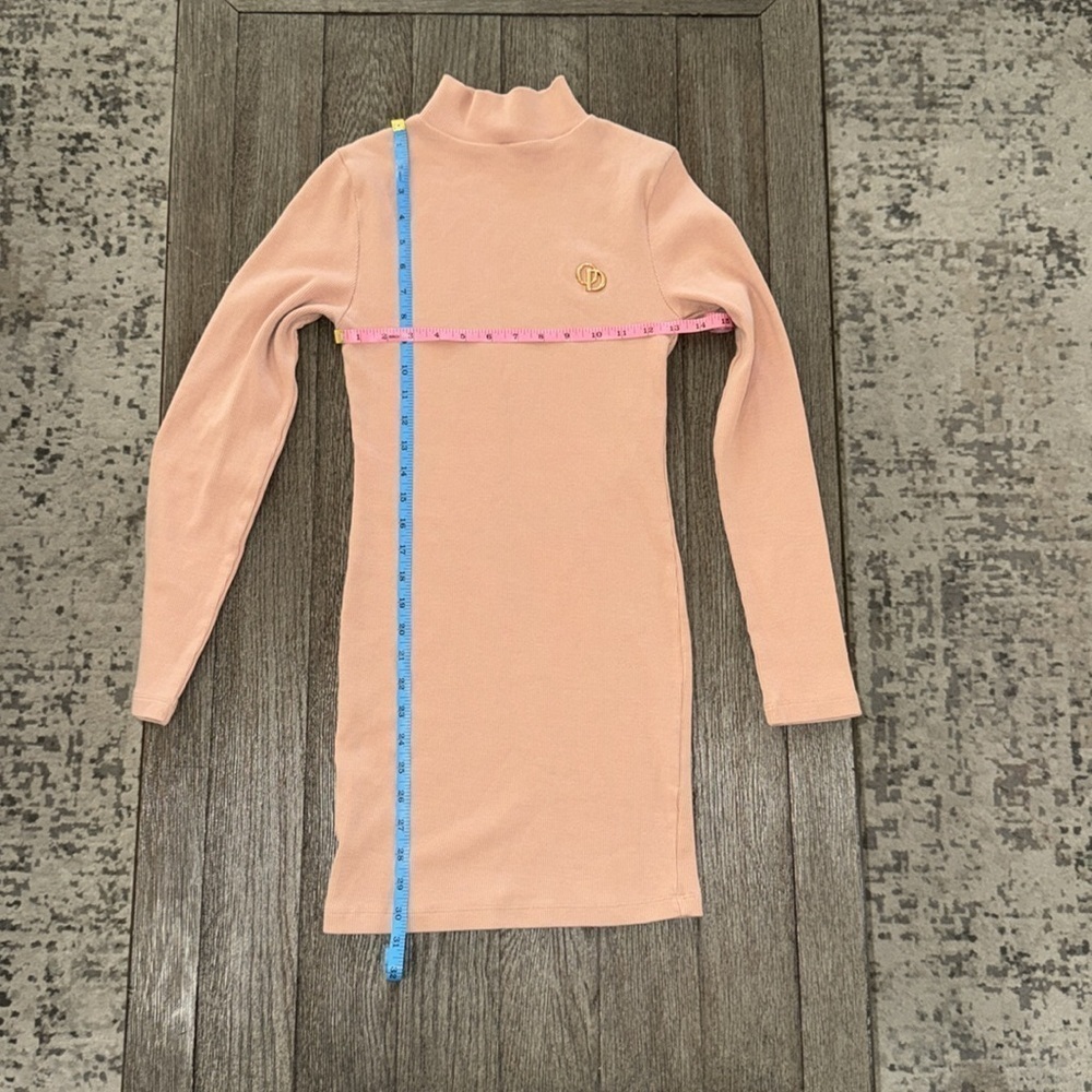 ODolls Collection logo high neck long sleeve mini bodycon dress in cream - Picture 13 of 15